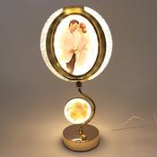 LED Crystal Oval Photo Frame USB Table Lamp with Rose Light 40X19X11cm
