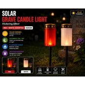 Solar Grave Candle Light, Flickering Effect Red/White Assorted H25CM