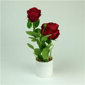 Artificial 2-Head Rose in Pot (15)
