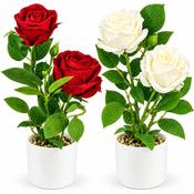 Artificial 2-Head Rose in Pot (15) image