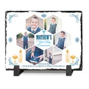Communion Blessings Photo Collage on a Slate in Blue