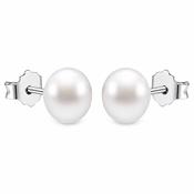 Sterling Silver Freshwater Button Pearl Stud Earrings image