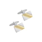Brushed Two Tone Gold Striped Cufflinks image