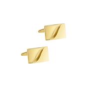 Yellow Gold Plated High Polished Wave Rectangle Cufflinks image
