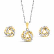 Sterling Silver Two Tone Eternal Knot Pendant &amp; Earrings Set image