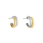 Two Tone Silver Twisted Half Hoop Earrings 15mm