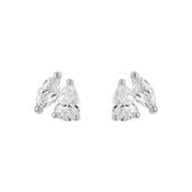 Sterling Silver CZ Amante Pear &amp; Marquise Stud Earrings 8mm