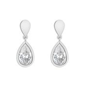 Sterling Silver CZ Teardrop Drop Earrings 18mm