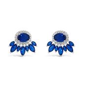 Sapphire Collection Dazzling Ovals Sterling Silver Earrings image