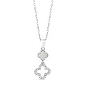Sterling Silver Mother of Pearl Clover Pendant Necklace