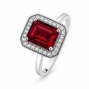 Sterling Silver Antique Ruby Halo Ring