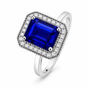 Sterling Silver Antique Sapphire Halo Ring image