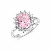 Sterling Silver Blush Pink Halo Ring image