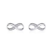 Sterling Silver CZ Infinity Stud Earrings