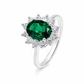 Sterling Silver Emerald Royale Halo Ring image