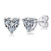 Sterling Silver Love Heart Cubic Zirconia Stud Earrings 6mm