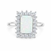 Sterling Silver White Opal Halo Ring image