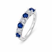 Sterling Silver Sapphire &amp; CZ Eternity Ring image