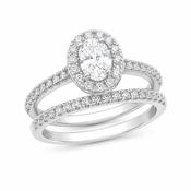 Sterling Silver Oval Halo Ring Set image