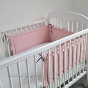 Cot  Bumper -  Pink, Grey, Mustard, Blue