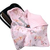 Infant Car Seat Blanket With Hood – Pink | Premium Cotton | Ballet Dreams | Newborn+