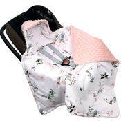 Infant Car Seat Blanket With Hood – Pink | Premium Cotton | Humming Birds Garden | Newborn+ image