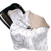 Infant Car Seat Blanket With Hood – Premium Cotton | Retro Bunny | Newborn+ | 2 Colours