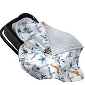 Infant Car Seat Blanket With Hood – Grey | Premium Cotton | Safari | Newborn+ | NEW image