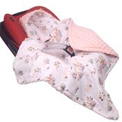 Infant Car Seat Blanket With Hood | Swans &amp; Lotus Flowers | Newborn+