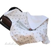 Cosy Newborns Car Seat Blanket White Cotton &amp; Fleece
