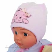 Baby Girl Winter Hat with Kitten Embroidery | Newborn to 9 Months | Velour Bonnet Style image