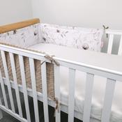 Cot Bed Bumper | Cotton Blossom and Taupe Minky image