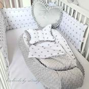 Grey Stars Baby Nest Pod Lounger for Newborn (0-9 Months) 5 pc's Set