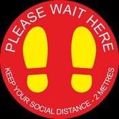 Adhesive Please Wait Here Floor Graphic | Queue Marker