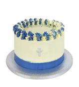 Neat White And Blue Cake for Confirmation - Eve's Cakes image