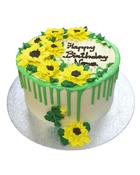 Sunflowers Cake with Green Drip - Eve's Cakes image