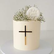 Elegant White Baptism Cake - Eve's Cakes