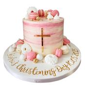 Baptism Cake with Cross - Eve's Cakes