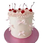 Blush Lambeth with Cherries and Ribbons 🎀 - Eve's Cakes