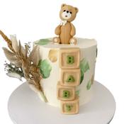 Baby Shower Cake with Name Blocks and Teddy - Eve's Cakes