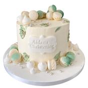 Christening Cake with Green - Eve's Cakes