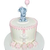 Pink Elephant Christening Cake - Eve's Cakes