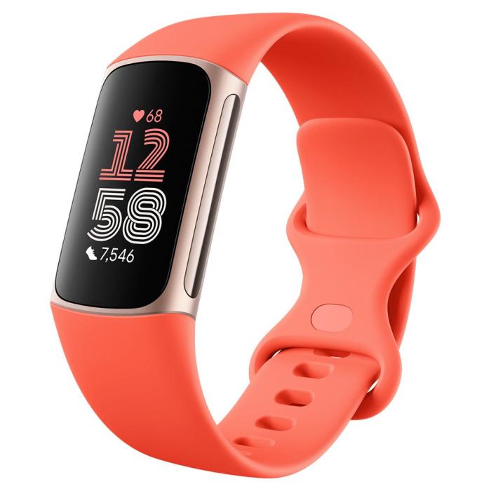 Fitbit Charge 6 Fitness Tracker Coral Heart Rate Time Steps