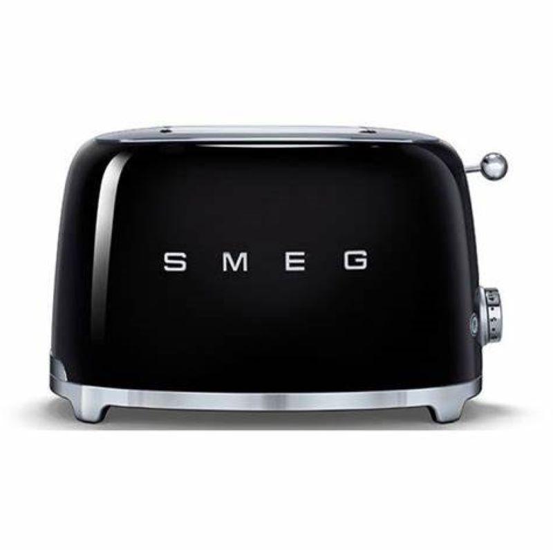 Smeg Retro Style 2 Slice Black Toaster - Reheat, Defrost, Bagel Functions