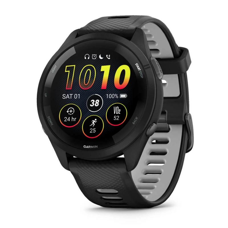 Garmin Forerunner 265 Black Smartwatch with Silicone Band, 1.3" Display, Touchscreen, GPS, Music