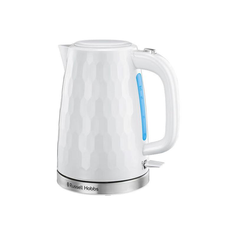 Russell Hobbs Honeycomb Kettle 1.7 Litre White - Honeycomb Design, Perfect Pour Spout, Illuminated Water Window