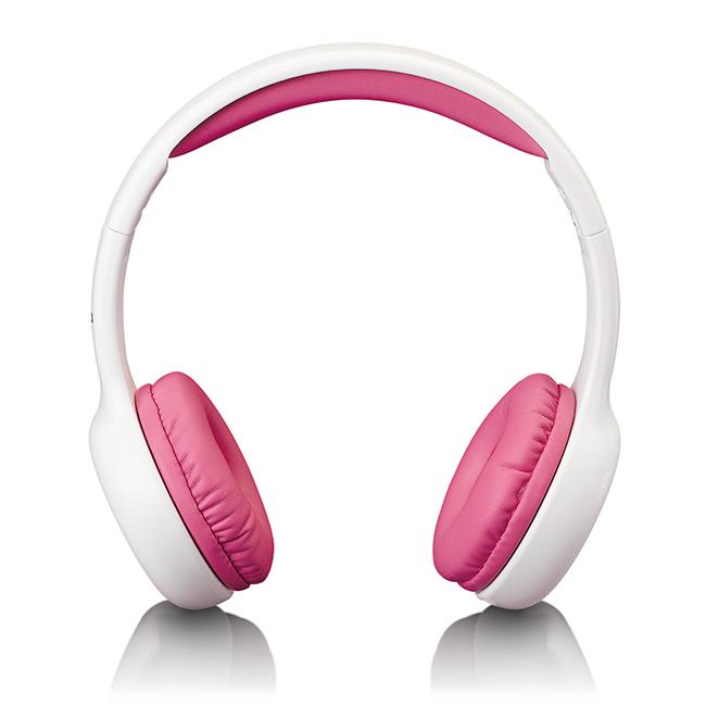 Lenco Foldable On-Ear Headphones for Kids with Volume Limiter and Stickers - Pink