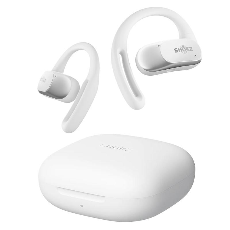 Shokz OpenFit Air Open-Ear Wireless Earbuds - White, Bluetooth, Charging Case, Water-Resistant