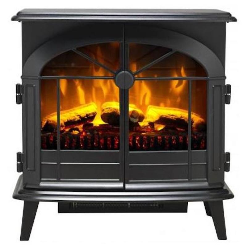 Dimplex Leckford Electric Stove | Matt Black | Optiflame | 2kW Heat Output | LED Lighting | Remote Control | Log Effect
