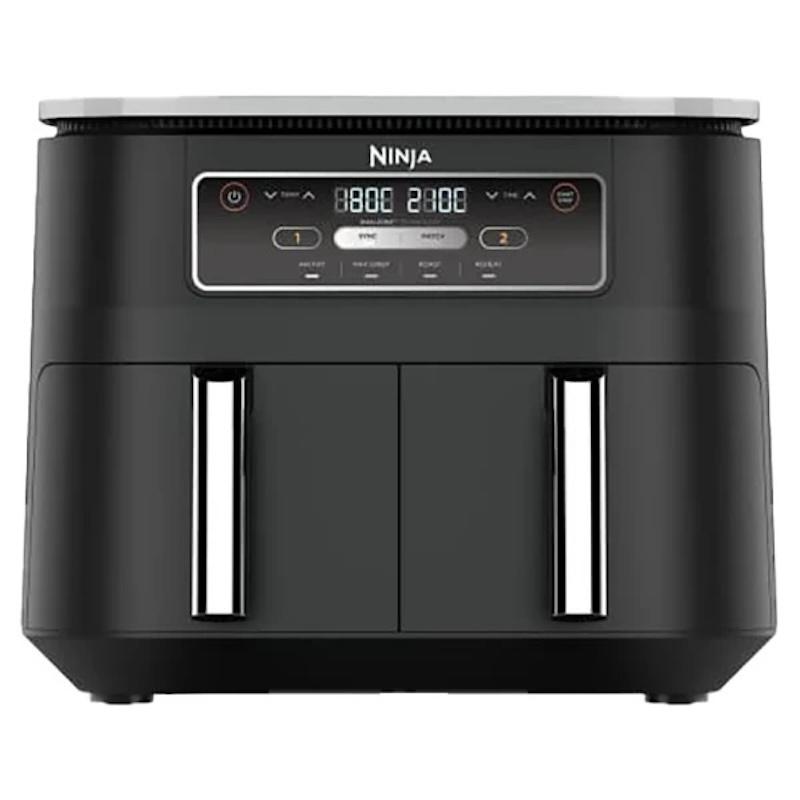 Ninja Foodi AF200UK 4-in-1 Dual Zone Air Fryer 7.6L Black with Digital Display and Dual Drawers